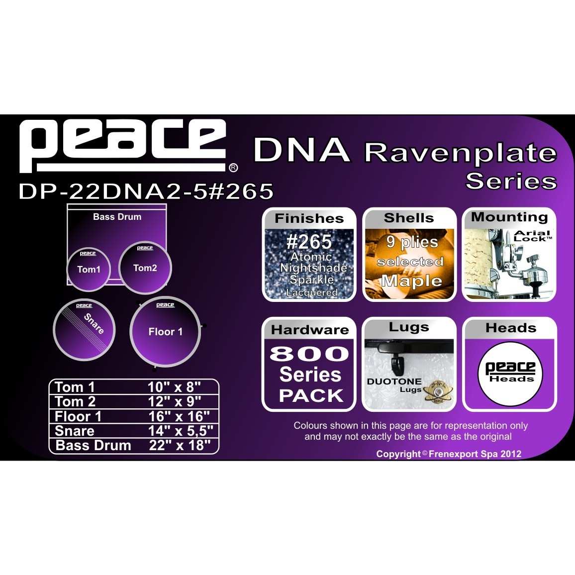 BATTERIA PEACE DP-22DNA2-5 #265 ATOMIC NIGHTSHADE SPARKLE_3