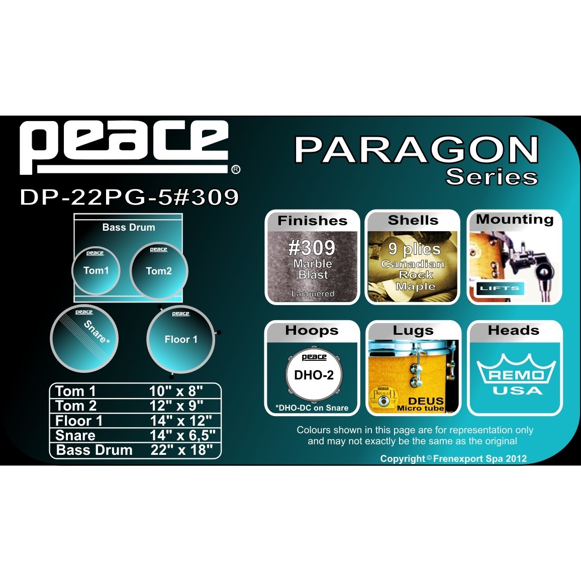 BATTERIA PEACE PARAGON DP22PG-5 #309 MARBLE BLAST_3