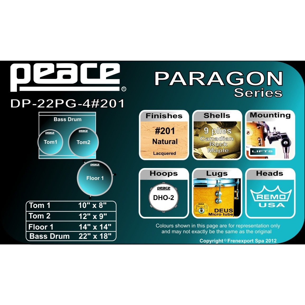 BATTERIA PEACE PARAGON DP-22PG-4-C1 #201 NATURAL_3