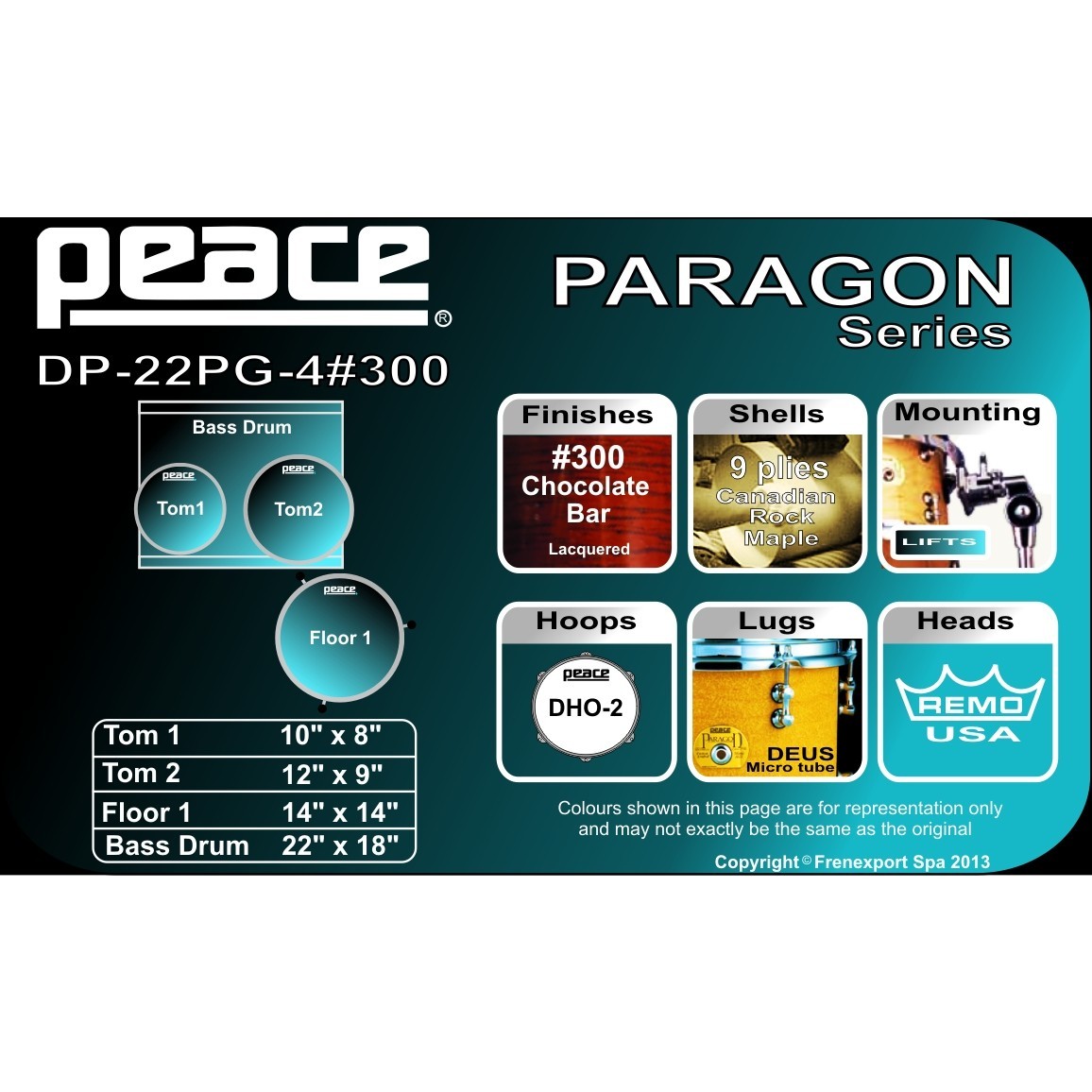 BATTERIA PEACE PARAGON DP-22PG-4-C1 #300 CHOCOLATE BAR_3