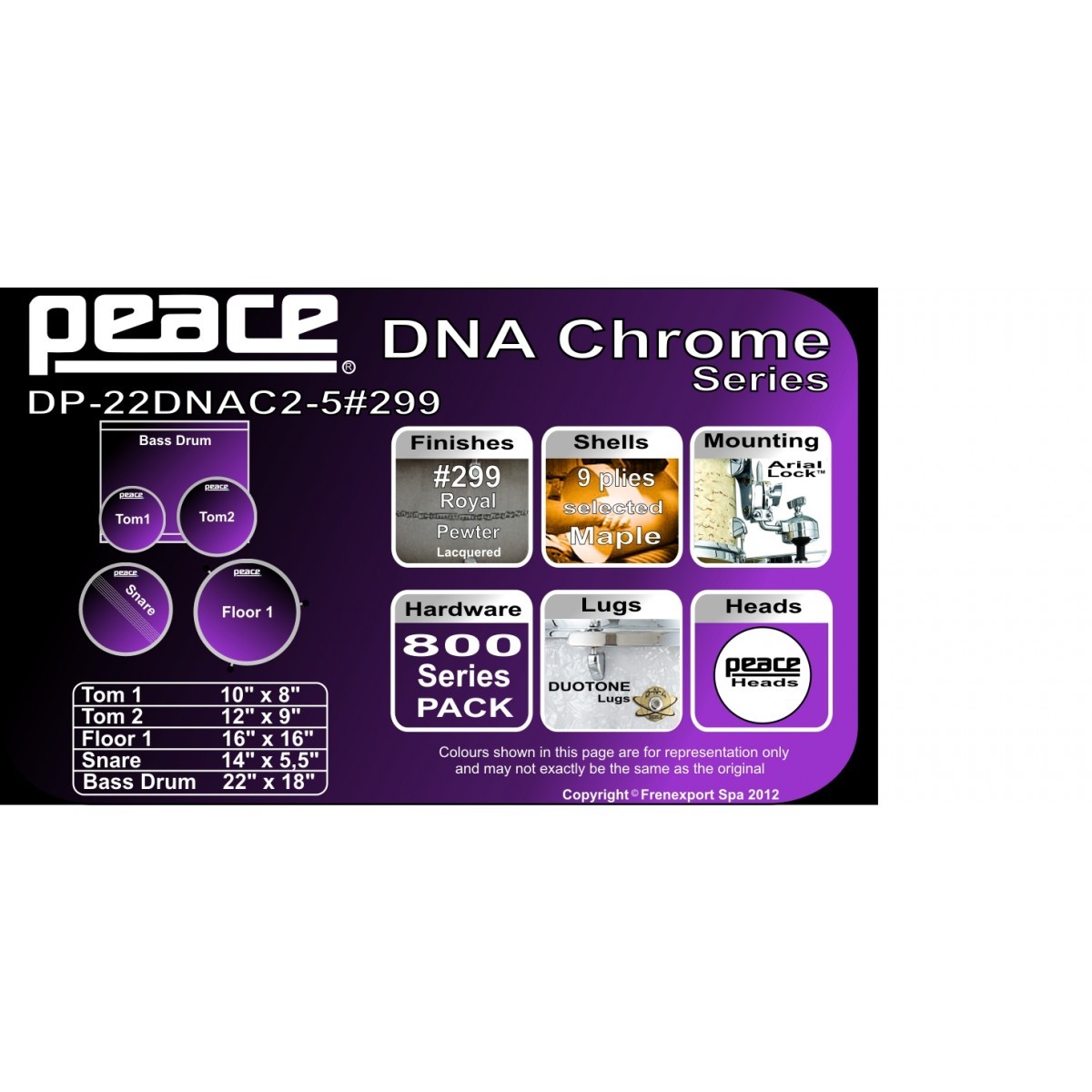 BATTERIA PEACE DNA DP-22DNAC2-5-WO #299 ROYAL PEWTER_3
