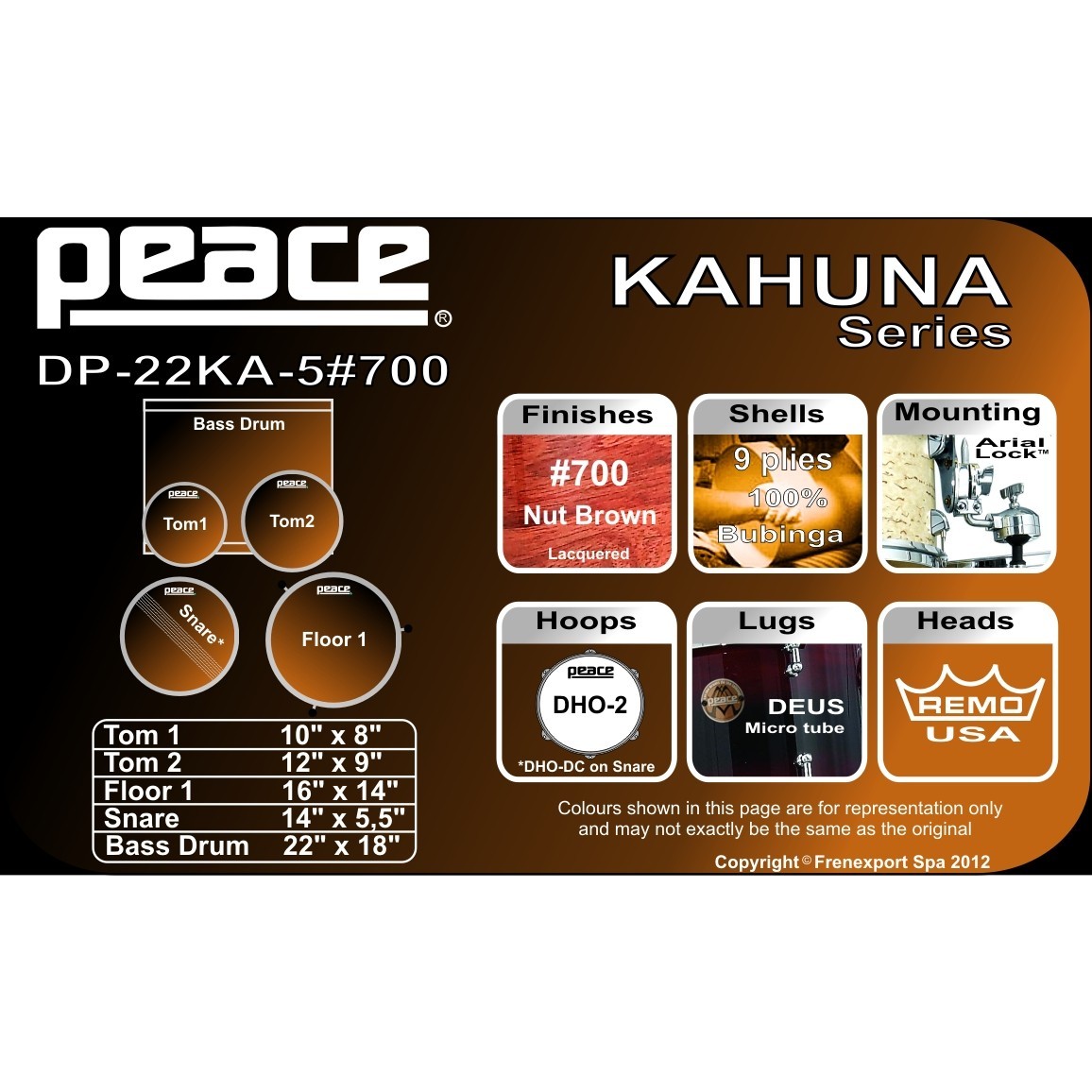 BATTERIA PEACE DP-22KA-5 #700 NUT BROWN_3