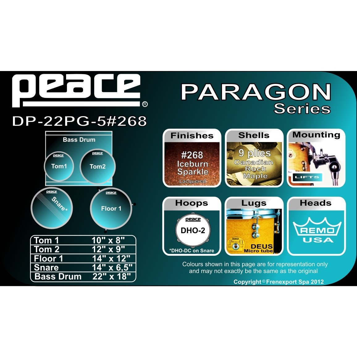 BATTERIA PEACE DP-22PG-5 #268 Iceburn Sparkle_3
